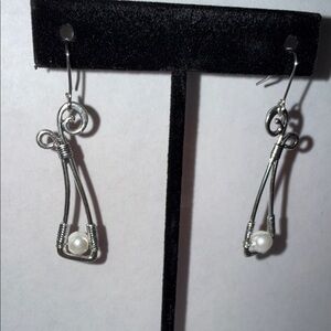 Brighton Silver Wire Earrings with Faux Pearls